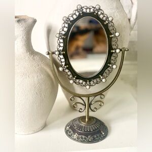 VINTAGE | Ornate Brass Swivel Mirror